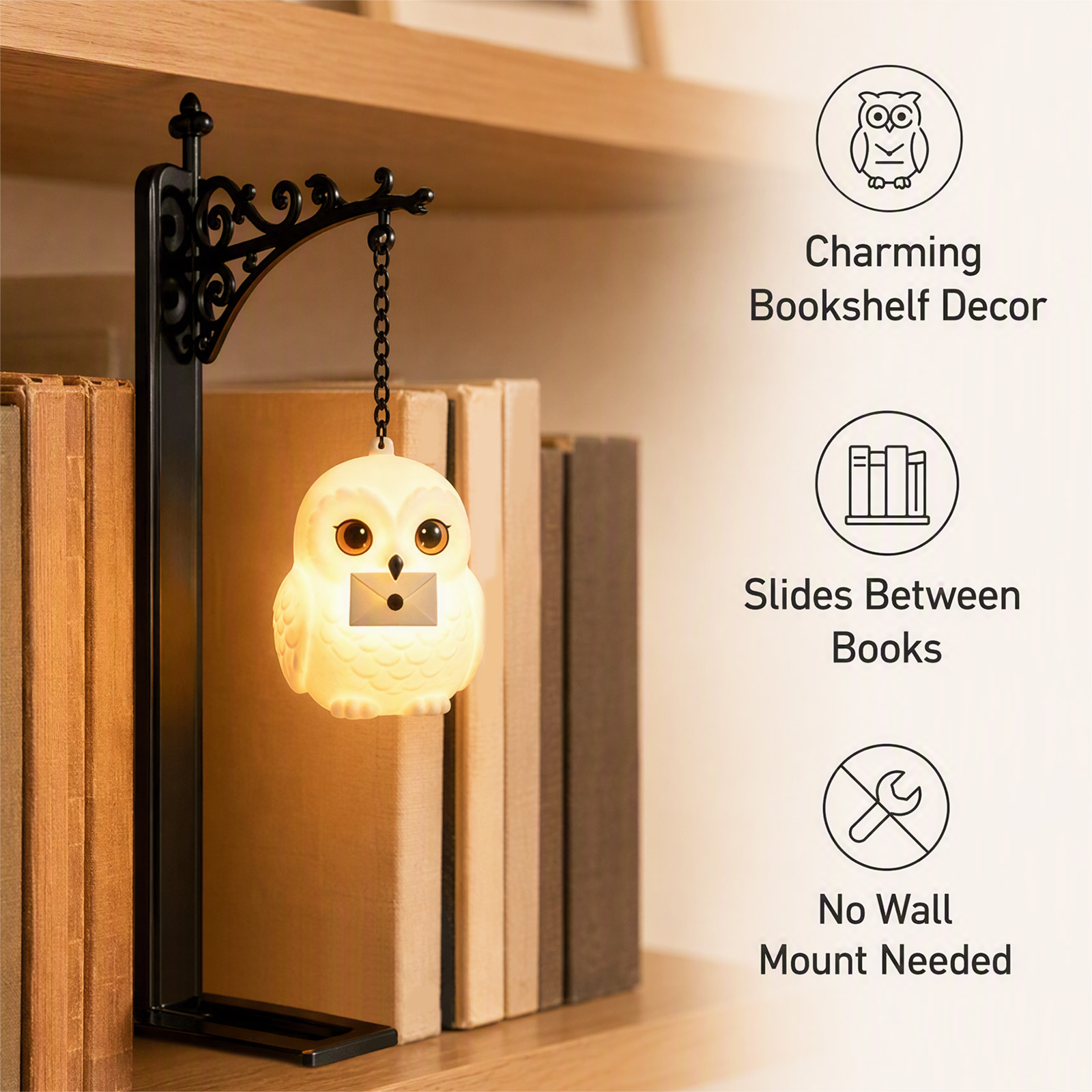 Home Office And Library - Magical Iron Owl Hanging Shelf Light