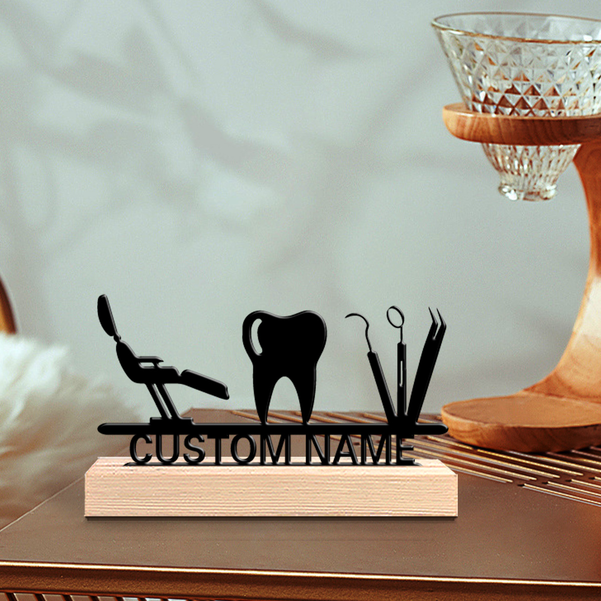 1Pc Csutom Teeth Wooden Base D - огляд і ціна Home Office Gifts