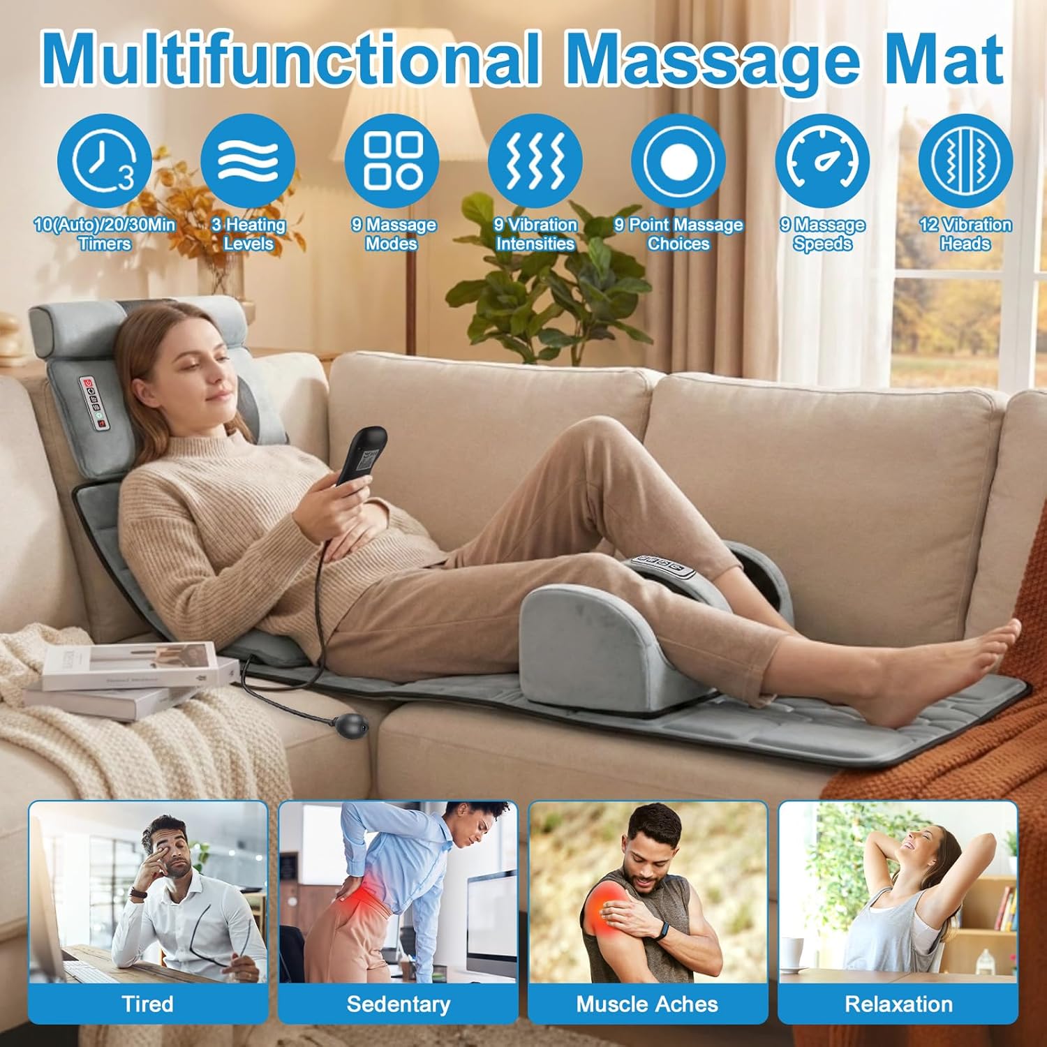 Full Body Massage Mat with Hea - огляд і ціна Home Office Head