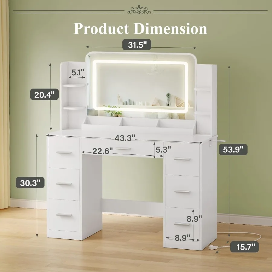 Makeup Vanity Desk with Large  - огляд і ціна Power Strip Desk