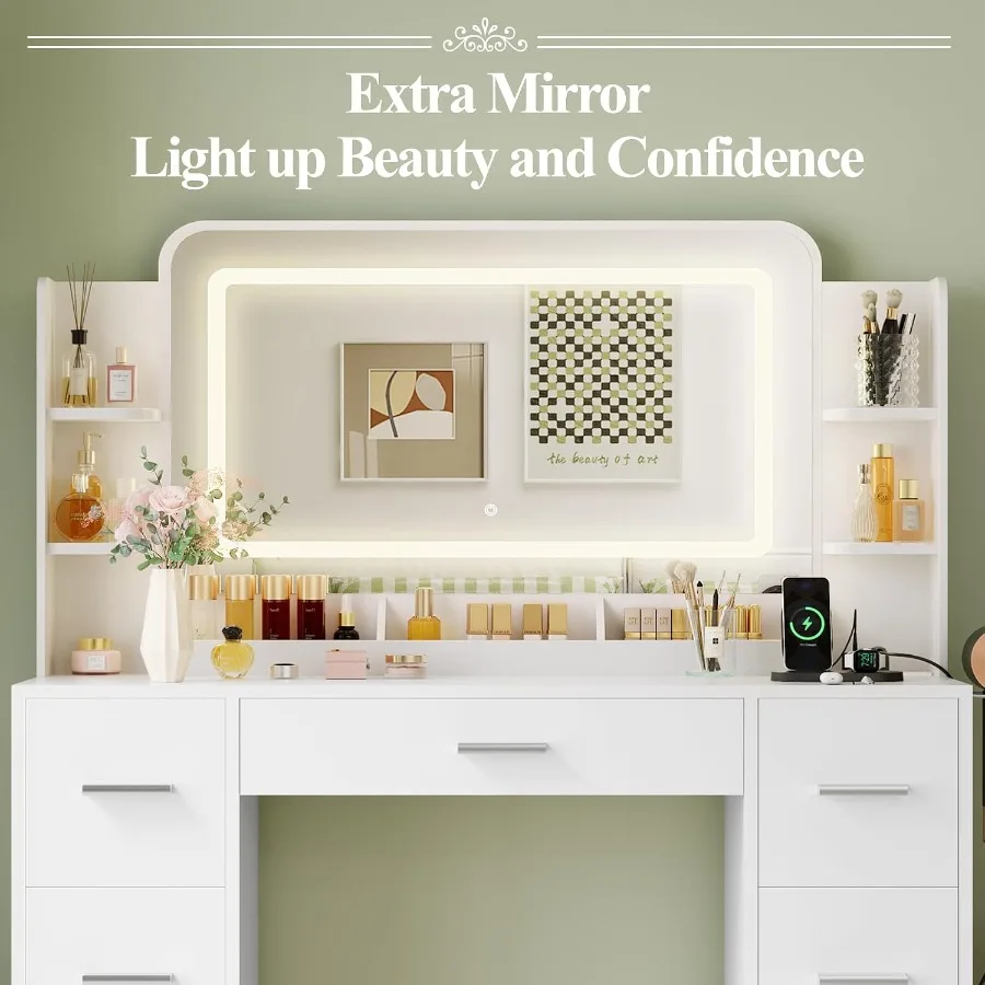 Makeup Vanity Desk with Large  - огляд і ціна Power Strip Desk