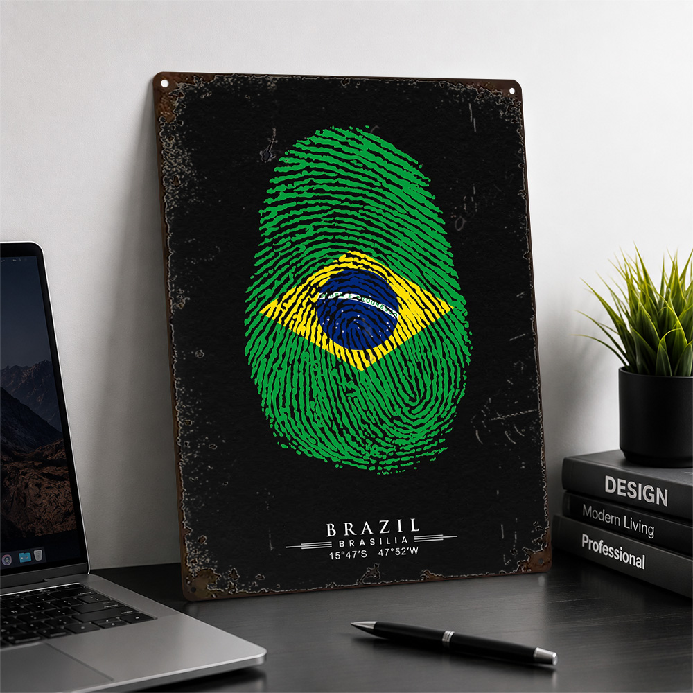 Brazil Flag Fingerprint Alumin - огляд і ціна Home Office Design Ideas