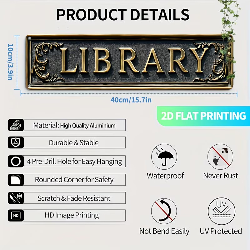 Metal Tin Decorative Plaque, L - огляд і ціна Home Office And Library